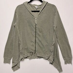 🚩SOLD🚩Splendid Asymmetrical Hem Zip up Hoodie, Size Small, Heather Green